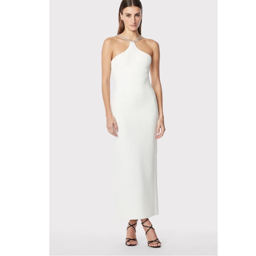 Herve Leger White Sheath Halter Dress